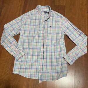 Vineyard Vines Kids Pastel Plaid Button Down Shirt L